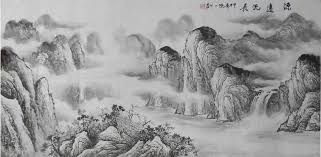 No words, no colors, no ads. Beautiful Chinese Painting Ink Modern Art Famous Artists Brush Black And White Landscape Painting