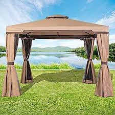 Amazonsmile Purple Leaf 10 X 12 Outdoor Galvanized Steel Hardtop Double Top Permanent Gazebo Canopy Curtains Aluminum Fram Patio Gazebo Gazebo 10x10 Gazebo