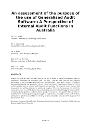 Pdf An Assessment Of The Purpose Of The Use Of Generalised Audit Software A Perspective Of Internal Audit Functions In Australia