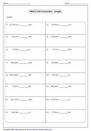 Metric Unit Conversion Worksheets