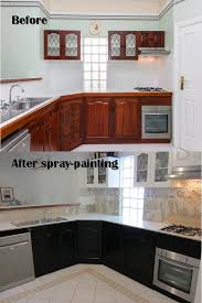 Spray Painted Black And White Kitchen From Thevintagemodernhome Com Painted Wood Cabinets Timber Kitchen Timber Kitchen Kitchen Inspirations Kitchen Design