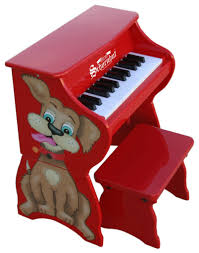 Made of wood in bright red this kids baby grand piano with rainbow color keys has been greatly used and loved, as you can see in the photographs. Best Toddler Pianos And Toy Keyboards