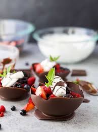 This creamy parfait is so saintly we think it would be perfectly acceptable to. Diy Chocolate Bowls With Berries Coconut Whipped Cream