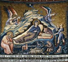 рождество твое христе боже наш возсия мирови свет разума Naiximent Mosaic De Pietro Cavallini 1291 Santa Maria In Trastevere Roma Christ Nativity Byzantine Art Sacred Art