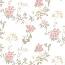 Nature, marble, beach & tropical, maps, patterns, outer space Af37732 Floral Fern Pink Khaki Cream Wallpaper