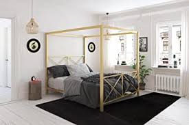 Check spelling or type a new query. Amazon Com Dhp Rosedale Metal 4 Poster Canopy Bed With Crisscross Headboard And Footboard Queen Gold Furniture Decor