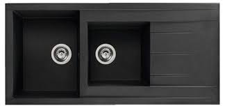 Evier A Encastrer Ising Noir En Resine 2 Cuves Dim L 110 X L 50 X Ep 21 Cm Brico Depot Evier Evier Cuisine Noir