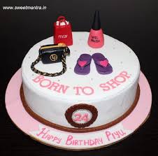 Customized Beautiful Birthday Cake For Grandma Shopping Makeup Theme Customized Designer Fondant Cake For Best Friend S 24th Birthday At Pune Chocolate Truffle Ca Cake Chocolate Truffle Cake Cake Truffles