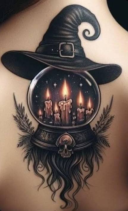 Witch hat tattoo ideas | Spooky tattoos, Halloween tattoos