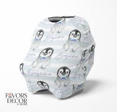 Personalized Baby Boy Car Seat Cover Penguin Baby Boy Car Seats Carseat Cover Personalized Baby Boy