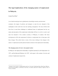 This paper will be offering an overview of rights of an employee while encountering unfair dismissal by the company within the context of malaysian industrial relations. Pdf The Changing Nature Of Employment