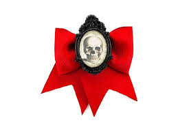 Skull Cameo Red Traditional Hair Bow Clip Bow Hair Clips Red Hair Accessories Bow Hair Accessories