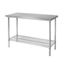 Seville Classics Stainless Steel Utility Table With Open Storage She18308b The Home Depot In 2020 Stainless Steel Shelving Stainless Steel Work Table Kitchen Utility Tables