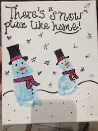 Winter Baby Art Footprint Snowmen Cousins Footprint Art Baby Art Baby Winter