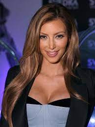 And by glam, she means her boobs. Kim Kardashian Hairstyles Samples Some Are Wigs Kardashian Hair Light Brown Hair Light Hair