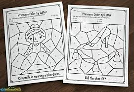 Free Cinderella Color By Letter Kindergarten Worksheets And Games Free Preschool Printables Sight Word Practice Kindergarten Alphabet Recognition Activities