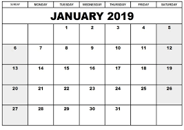 January 2019 Calendar For Excel Sheet Monthly Calendar Printable Printable Calendar Template Monthly Calendar Template