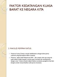3.5 faktor kedatangan jepun ke negara kita. Faktor Kedatangan Kuasa Barat Ke Negara Kita 1