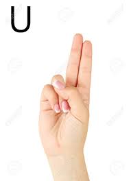 Learn about signing tips, a history of american sign . Finger Spelling The Alphabet In American Sign Language Asl Letter U Stock Photo Picture And Royalty Free Image Image 22021906