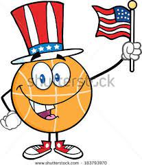 Happy Basketball Cartoon Character With American Patriotic Hat And Usa Flag Vector Illustration Isolated On Whit Cartoon Illustration Cartoon Clip Art Cartoon