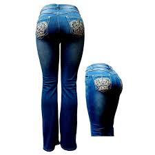 Jack David H&Y Women's Rhinestone Mid Rise Bootcut Stretchy Denim Jeans  Pants (Bootcut Blue HY-461)