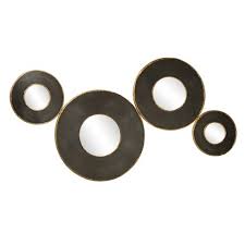 Find images of mirror frame. 50 X 27 Contemporary Metal Round Wall Mirror Cluster Wall Decor With Metallic Gold Black Olivia May Target