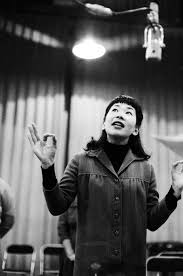 Miyoshi Umeki In A Recording Session For Flower Drum Song 1958 The Official Masterworks Broadway Site Musical Movies Photo Classic Movies