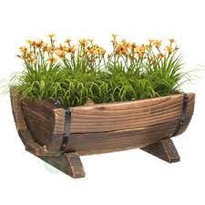 Vtete 3 pcs rustic succulent planter box wood barrels flower pot plant container box for 3 different sizes (no flower) 4.1 out of 5 stars. Gardenised Half Barrel Garden Planter Small Qi003140 S The Home Depot Large Garden Planters Barrel Garden Planters Garden Planters