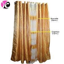 Download 260+ royalty free brocade curtains vector images. Vc Blockout Brocade Curtain Set Of 3 Gold Shopee Philippines