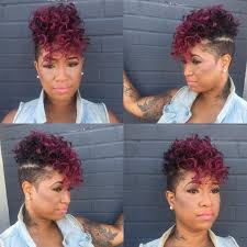 Protective Natural Hair Styles On Instagram Edgy Mohawk With Red Ombre By Thehairicon Sassy Hair Shaved Side Hairstyles Short Sassy Hair