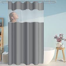Design your everyday with shower curtains you will love to show off in your bathroom. Eforcurtain Fashion Solid Gray Cloth Shower Curtain With White Organza Top Water Resistant Bath Curtains With Rust Proof Metal Grommets 54 X 78 Inches Stall Extra Long Buy Online In Belize At