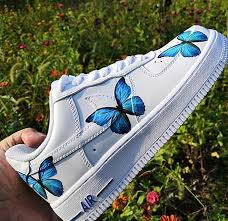 Blue Butterfly Af1 In 2020 Sneakers Blue Blue Shoes Butterfly Shoes