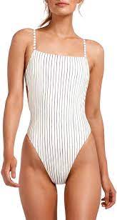 Vitamin A Edie Stripe Adjustable Strap High Leg One Piece Swimsuit One Piece High Leg One Piece Swimsuit Swimsuit Trends