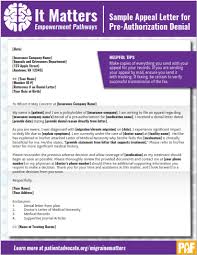 Cover letter errors you need to avoid. Sample Appeal Letter For Pre Authorization Denial Patient Advocate Foundation