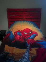 first pallet project spiderman headboard superhero bedroom big boy room spiderman