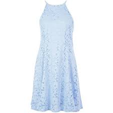 New Look Light Blue Floral Flounce Lace Skater Dress Lace Blue Dress Light Blue Lace Dress Trendy Dresses Summer