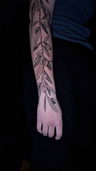 Minimalist Olive Branch Tattoo Arm