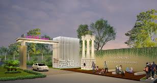 Plaza (ruang publik) merangkap gerbang perumahan. Gerbang Perumahan Minimalis Pagar Rumah