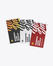 Download Three Business Cards Mockup In Stationery Mockups On Yellow Images Object Mockups PSD Mockup Templates