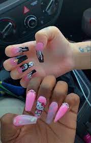 Hello Kitty And Kuromi Nails Hello Kitty Nails Cat Nails Swag Nails