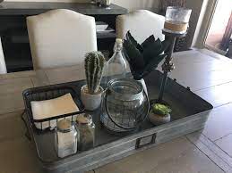 Galvanized Metal Tray Dining Table Centerpiece Dining Table Centerpiece Kitchen Table Centerpiece Tray Centerpiece Ideas