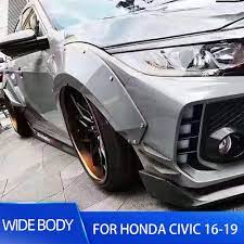 Rear bumper body kit for honda civic 10th gen sedan 2016 2019. Wide Body Kit Rear And Front Fender Over Flares For Honda Civic 10th Generation Sedan 2016 17 18 19 Frp Materials Body Parts Body Kits Aliexpress