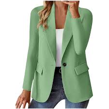 Biztdjrk Blazer Jackets For Women Plus Size Suits Solid Color Business Casual Outfits Open Front Petite Blazers Mint Green Xxl Gifts For Mom