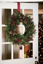 Faux Pine Pre Lit Outdoor Christmas Wreath Gardeners Com Outdoor Christmas Wreaths Christmas Wreaths Diy Christmas Door Decorations