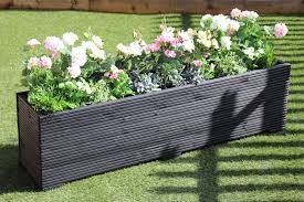 Free shipping for many products! Large Wooden Garden Planter Trough Painted In Cuprinol Black 150cm Long Decking