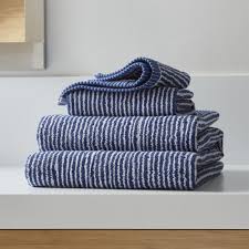 Shop Marimekko Ilta Blue Bath Towels Named Ilta After The Finnish Word For Night This Blue And White Blue Towels Striped Bath Towels Patterned Bath Towels