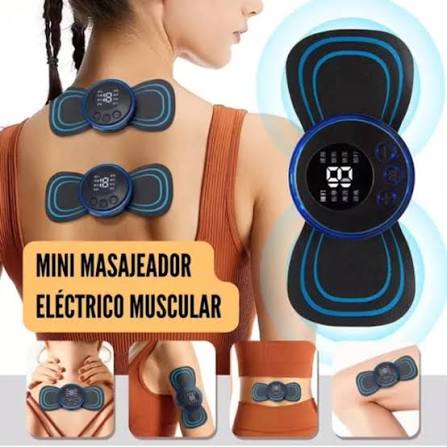 Mini parche masajeador portátil, masajeador de cuello de pulso EMS, alivio del dolor muscular, de hombros, piernas, brazos, espalda cervical masaje corporal. Recargable 8 modos de uso 19 intensidades. Gs. 65.000 Contactanos👇