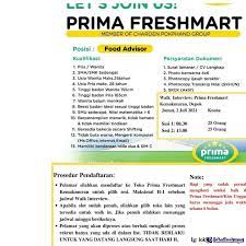 Prima freshmart yang merupakan member dari charoen pokphand group membuka lowongan kerja untuk lulusan sma/smk sederajat. Prima Freshmart Kemakmuran Membuka Lowongan Pekerjaan Dengan Posisi Food Advisor Di Bulan Juni 2021