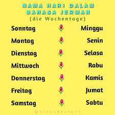 Langsung saja simak contoh kalimat kata sifat dalam bahasa inggris beserta dengan artinya berikut. Nama Nama Hari Dalam Bahasa Jerman Die Wochentage Belajar Bahasa Jerman