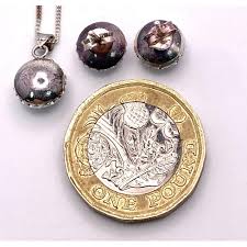 A lovely H.Samuel, Sterling Silver Purple Crystal Pendant Necklace and  Earrings set. Necklace measur